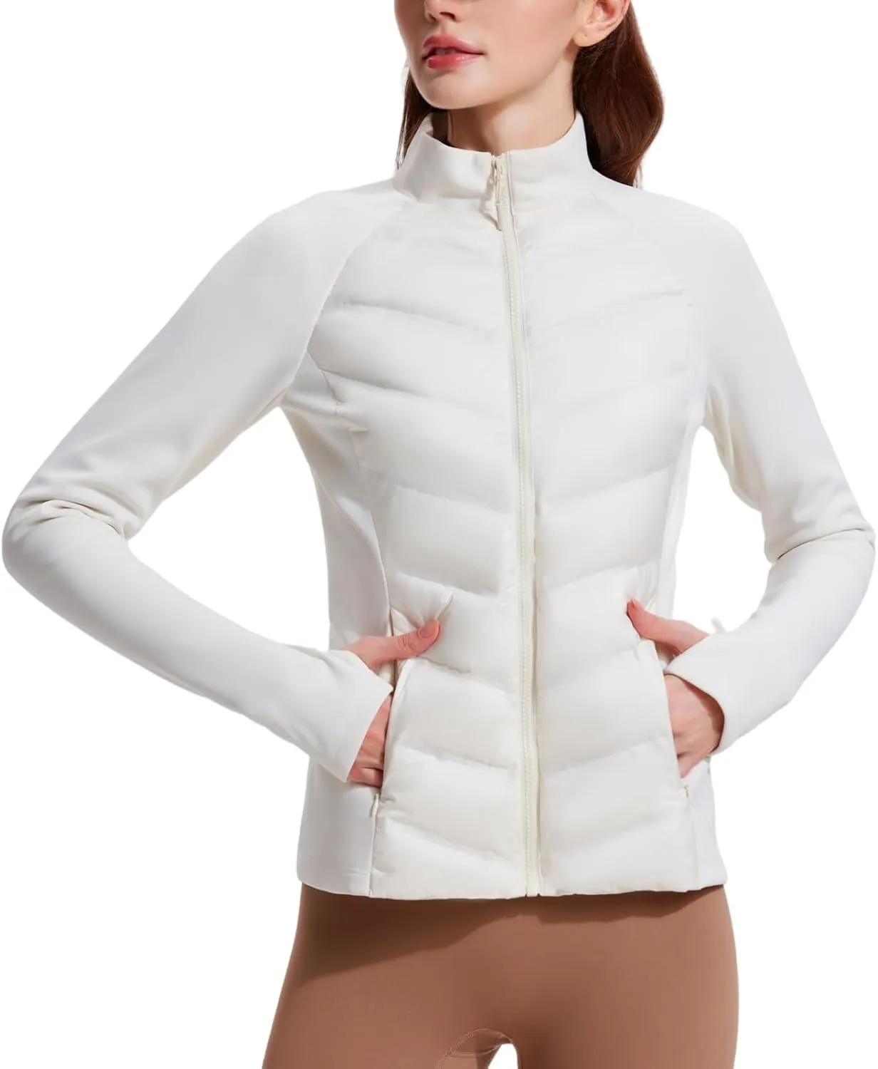 AFZ Womens Lightweight Warm Jacket Running Water Resistant Winter Puffer Jackets with Thumb Hole