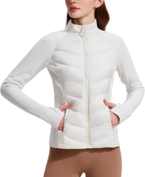 AFZ Womens Lightweight Warm Jacket Running Water Resistant Winter Puffer Jackets with Thumb Hole