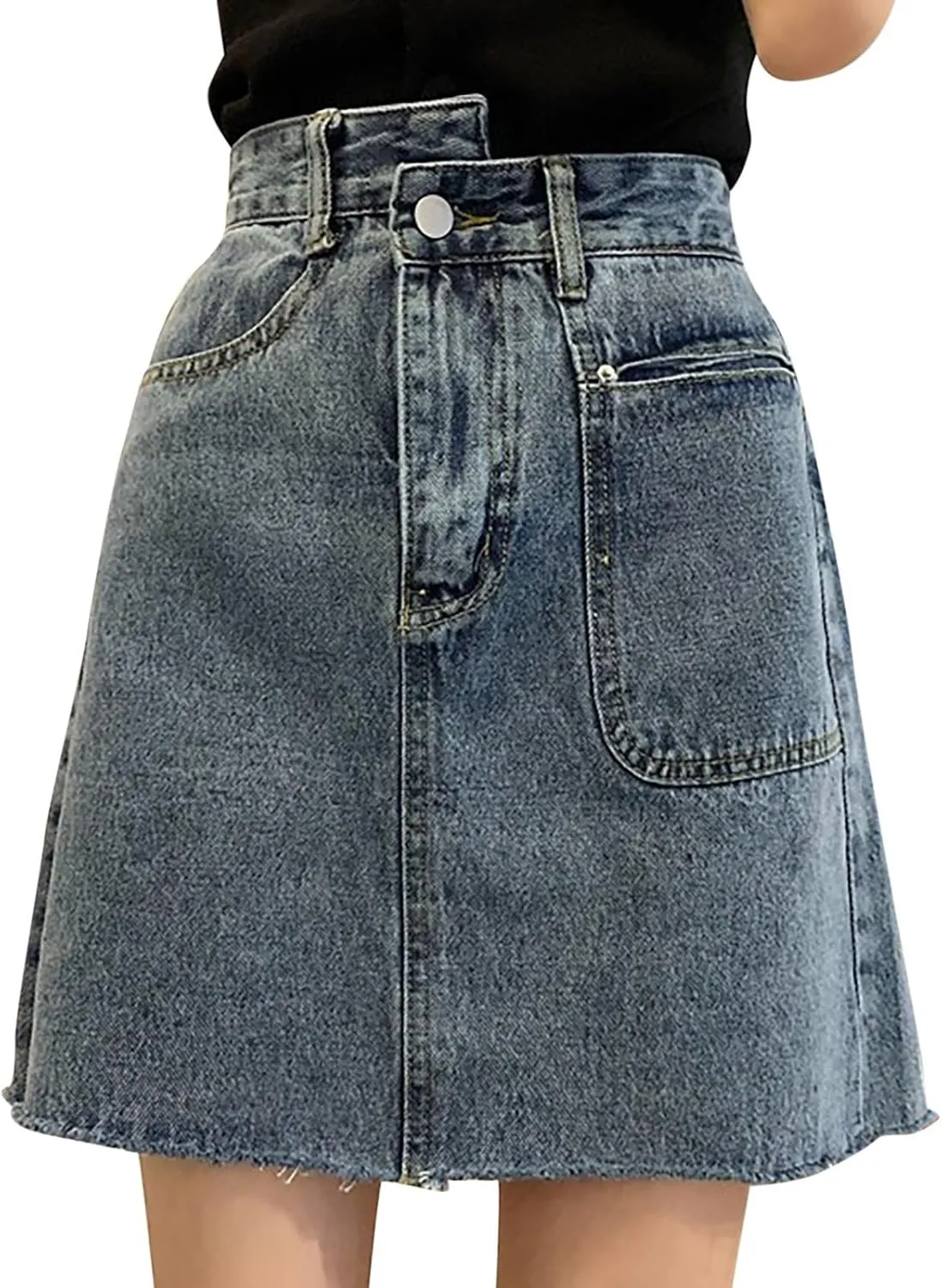 Aniywn Skorts Skirts for Women Denim Mini Skirt High Waisted Jean Shorts Women Cargo Skirt Denim Y2k Jean Dress with Pockets