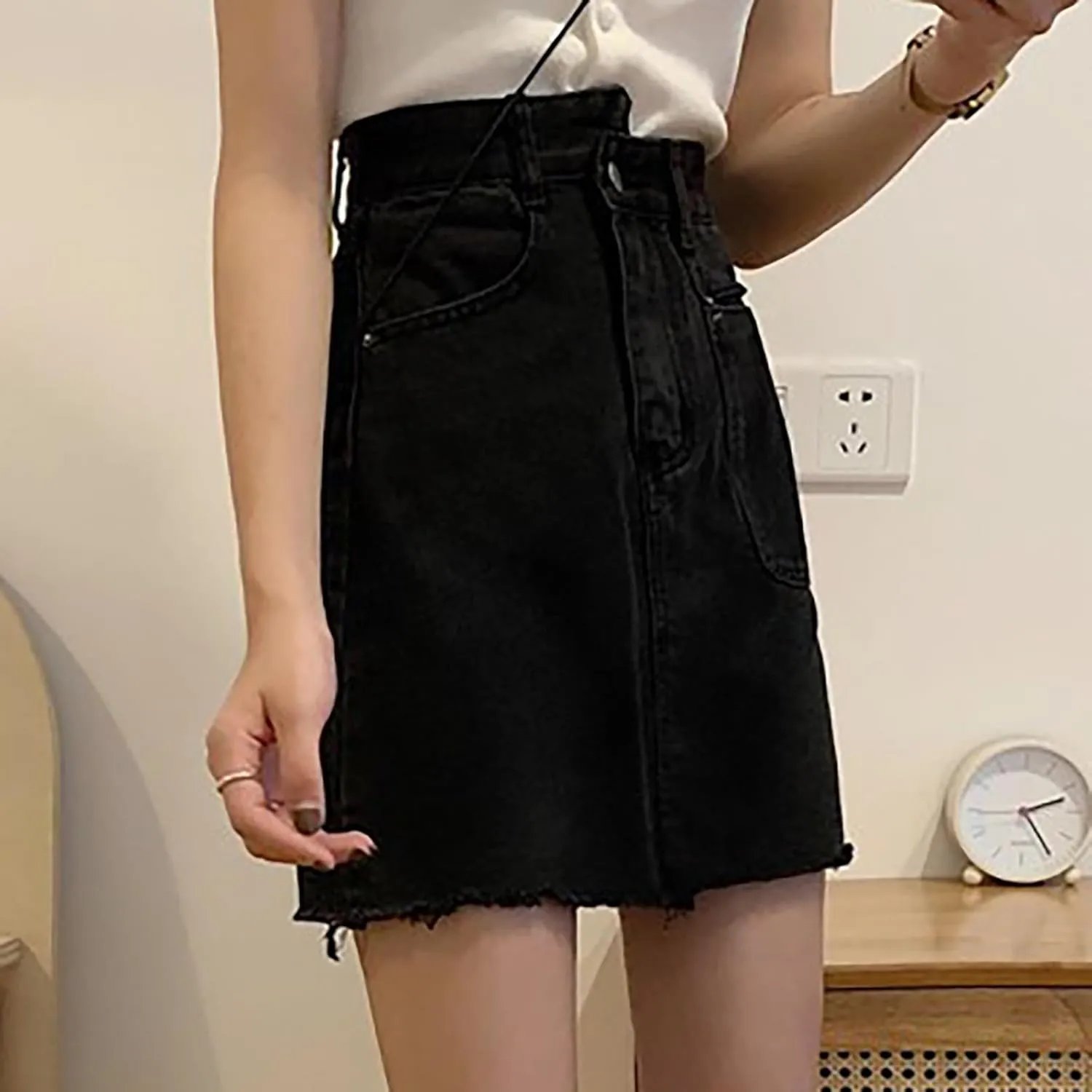 Aniywn Skorts Skirts for Women Denim Mini Skirt High Waisted Jean Shorts Women Cargo Skirt Denim Y2k Jean Dress with Pockets
