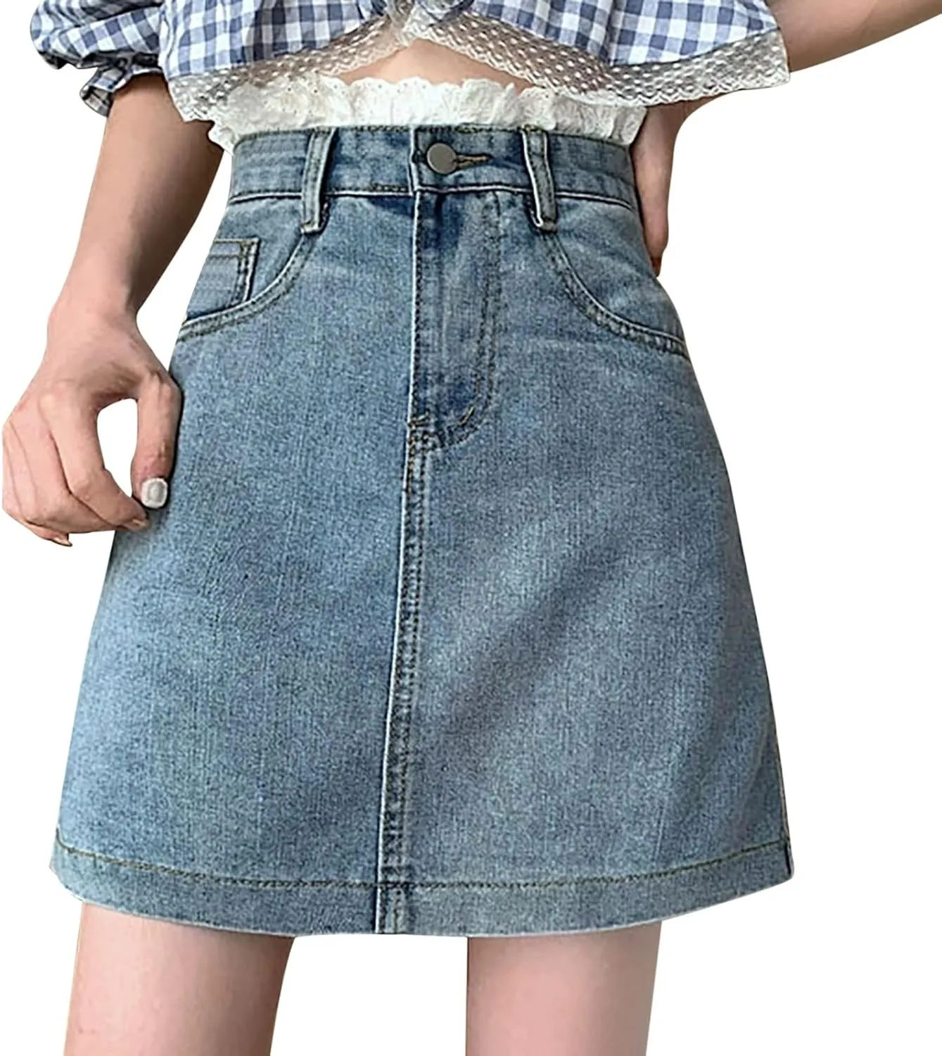Aniywn Skorts Skirts for Women Denim Mini Skirt High Waisted Jean Shorts Women Cargo Skirt Denim Y2k Jean Dress with Pockets