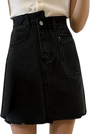 Aniywn Skorts Skirts for Women Denim Mini Skirt High Waisted Jean Shorts Women Cargo Skirt Denim Y2k Jean Dress with Pockets
