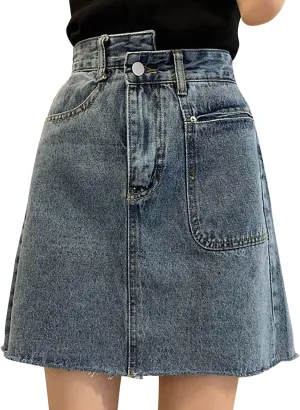 Aniywn Skorts Skirts for Women Denim Mini Skirt High Waisted Jean Shorts Women Cargo Skirt Denim Y2k Jean Dress with Pockets