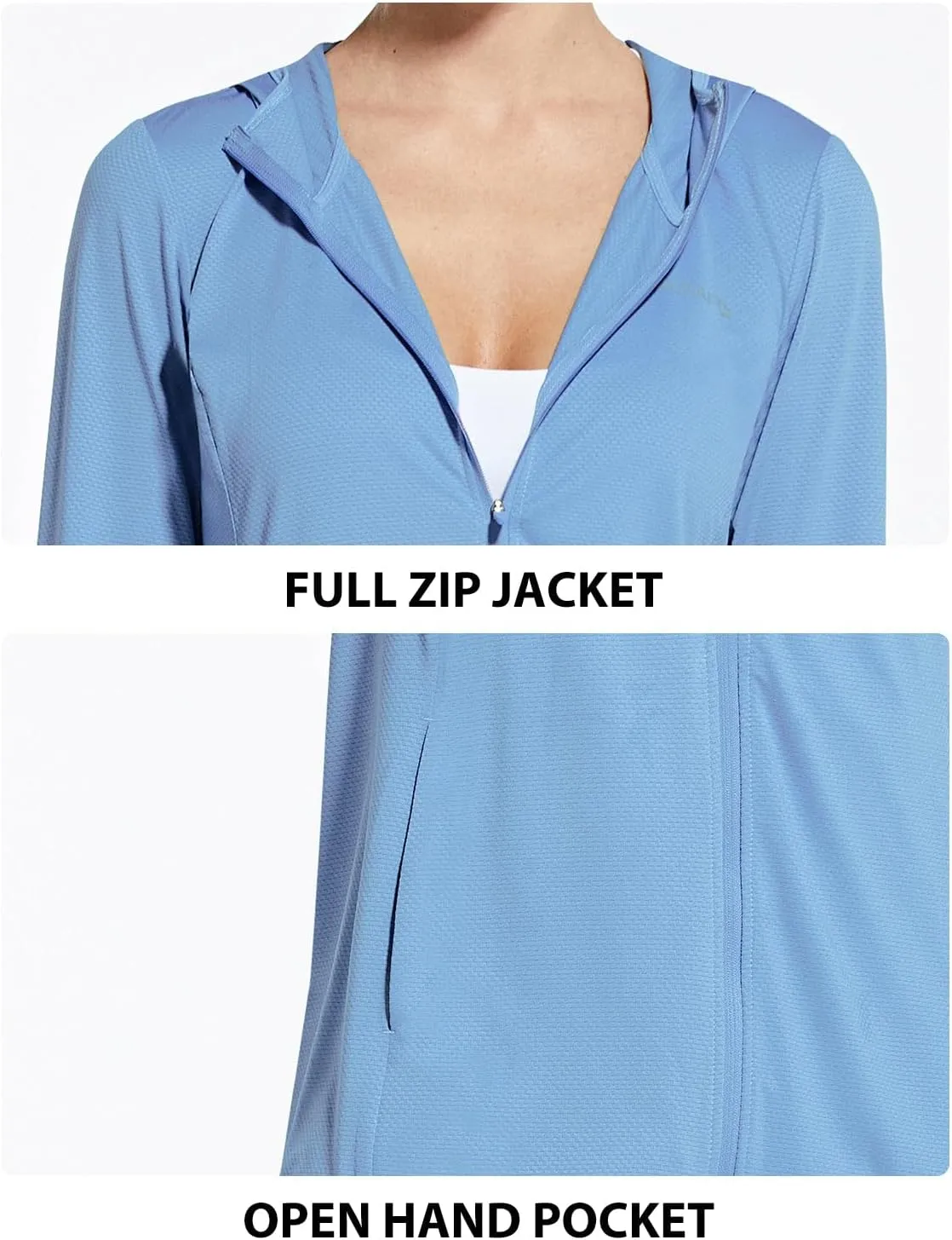 baleaf Women's UPF 50  Sun Protection Jacket Hooded Cooling Shirt with Pockets Hiking Outdoor Performance