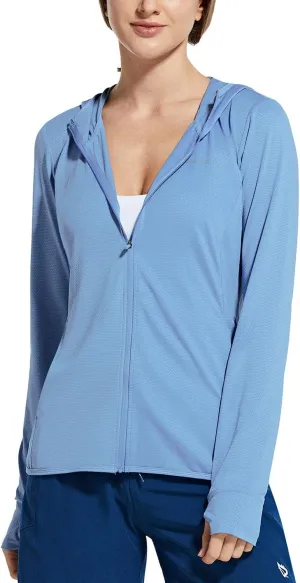 baleaf Women's UPF 50  Sun Protection Jacket Hooded Cooling Shirt with Pockets Hiking Outdoor Performance