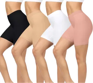 BESTENA 4 Pack Slip Shorts for Under Dress Seamless Smooth Boyshorts Panties Boxer Briefs for Women