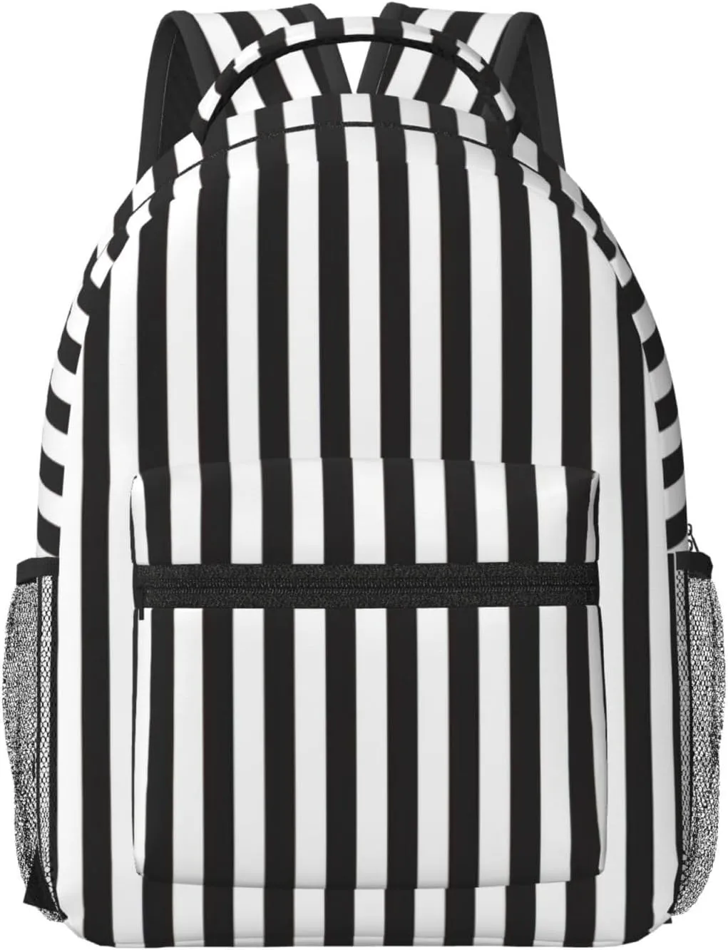 Black & White Stripe Laptop Backpacks With Smooth Zippers,Ergonomic Shoulder Straps,16.5 Travel Backpack For Adult