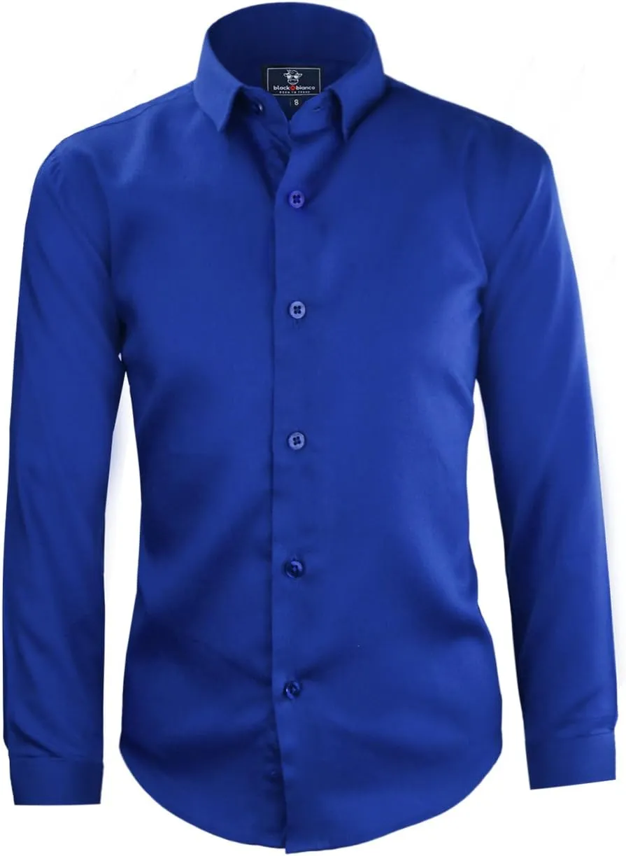 Black n Bianco Boys' Signature Sateen Long Sleeve Dress Shirt
