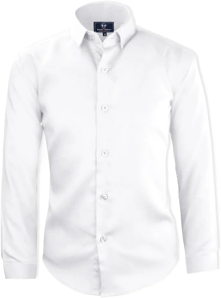Black n Bianco Boys' Signature Sateen Long Sleeve Dress Shirt