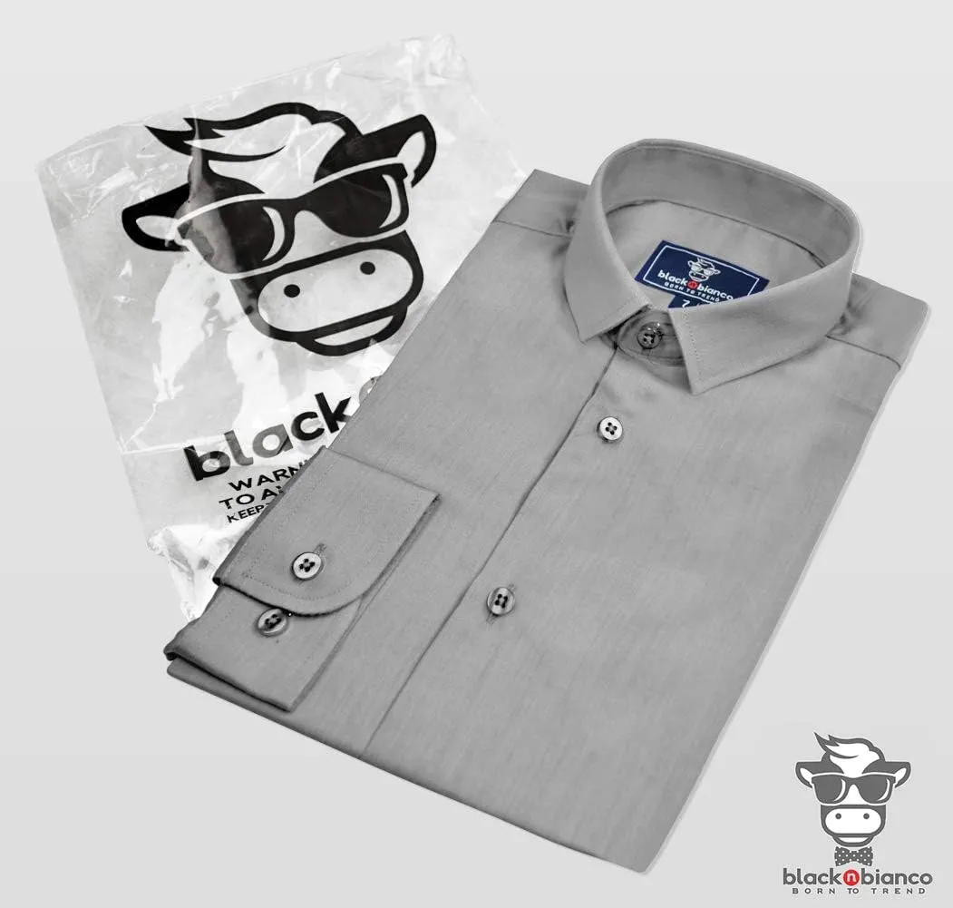 Black n Bianco Boys' Signature Sateen Long Sleeve Dress Shirt