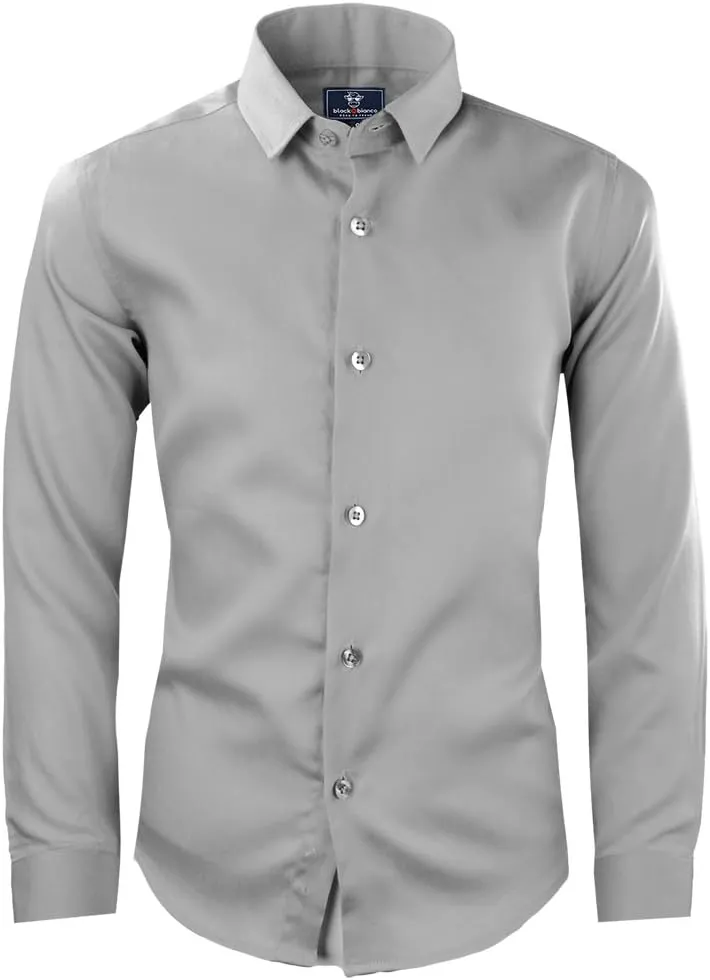 Black n Bianco Boys' Signature Sateen Long Sleeve Dress Shirt