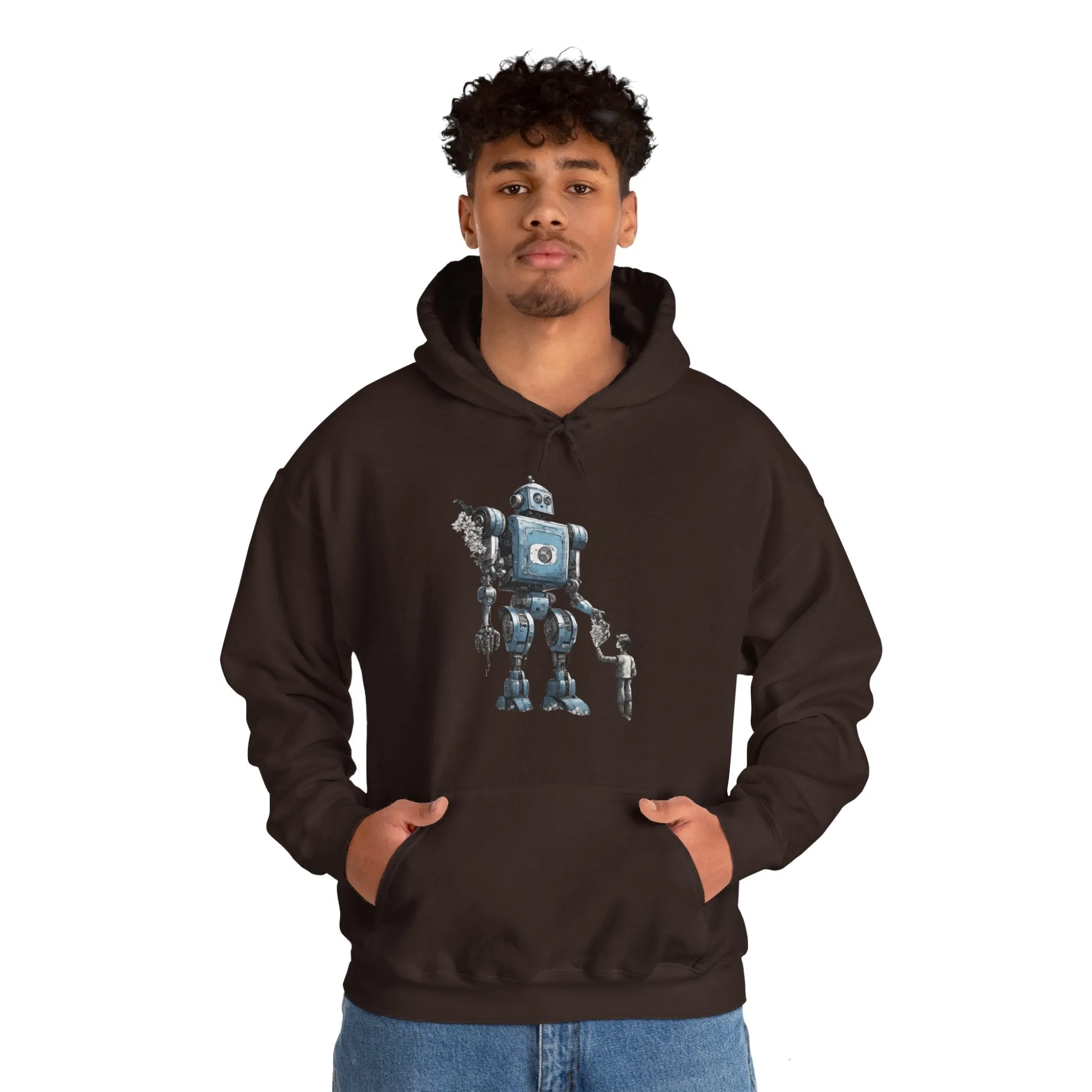 Bringing You Flowers Robot Spaceart Sci-Fi Hoodie