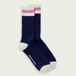 Chunky Ribbed Socks (Navy)
