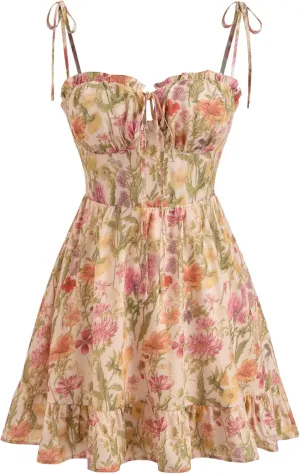 CIDER Womens Summer Dresses Floral Spaghetti Strap Cute Vacation Sundress Dress Boho Casual Outfits