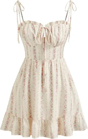 CIDER Womens Summer Dresses Floral Spaghetti Strap Cute Vacation Sundress Dress Boho Casual Outfits