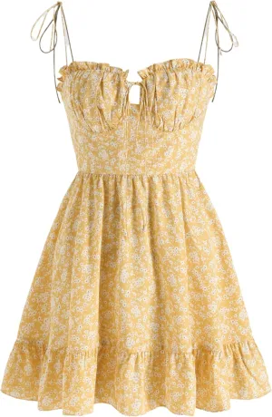 CIDER Womens Summer Dresses Floral Spaghetti Strap Cute Vacation Sundress Dress Boho Casual Outfits