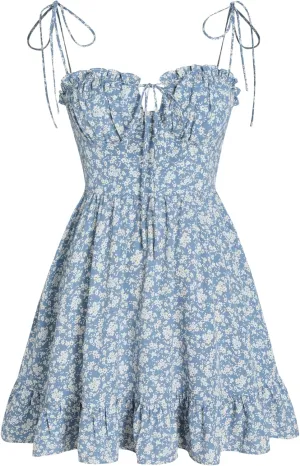 CIDER Womens Summer Dresses Floral Spaghetti Strap Cute Vacation Sundress Dress Boho Casual Outfits