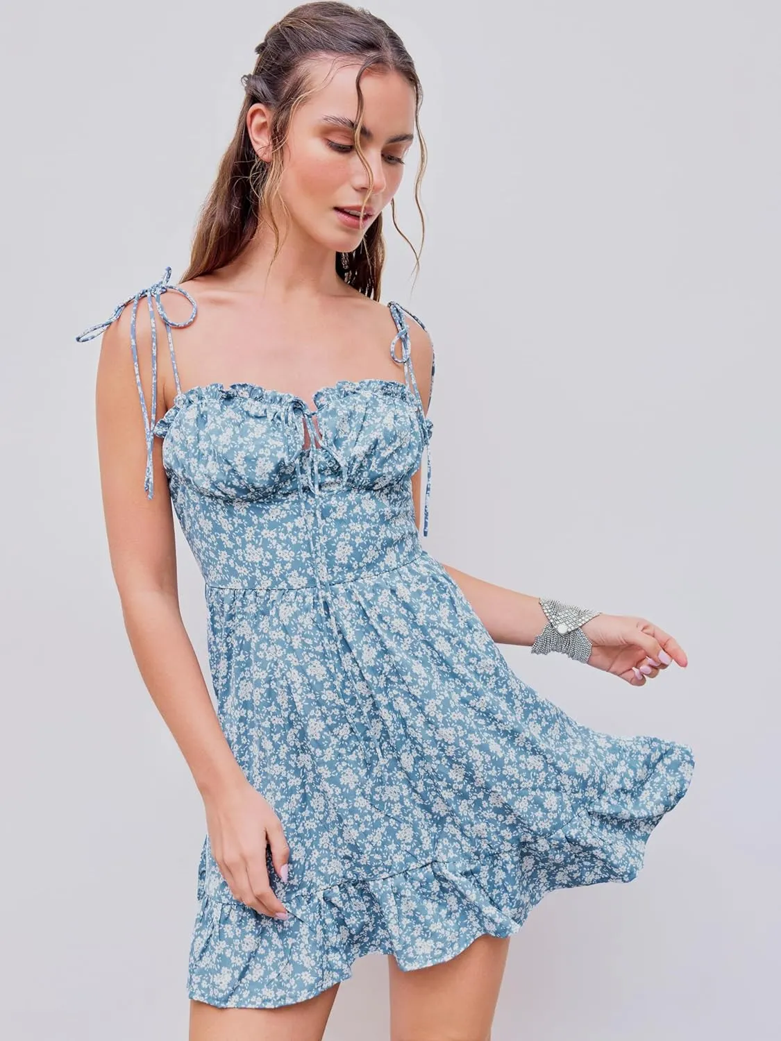 CIDER Womens Summer Dresses Floral Spaghetti Strap Cute Vacation Sundress Dress Boho Casual Outfits