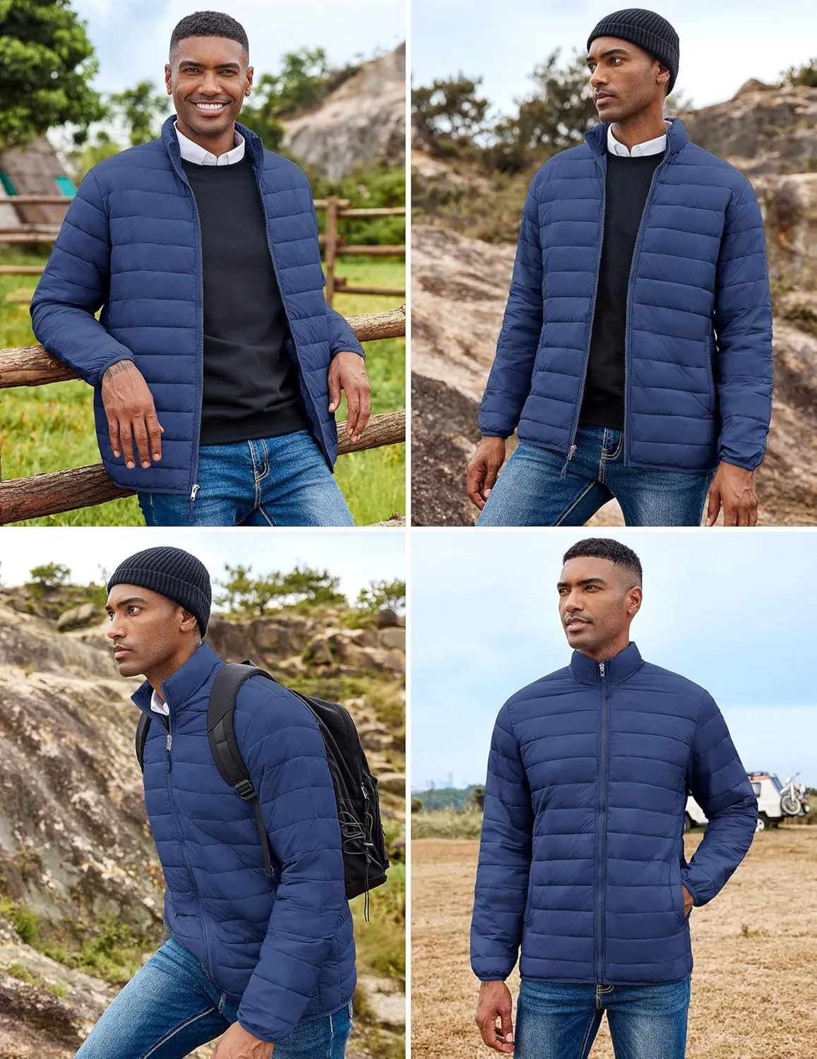 COOFANDY Mens Puffer Jacket Packable Lightweight Jackets Winter Coat Windproof Zipper Down Jacket