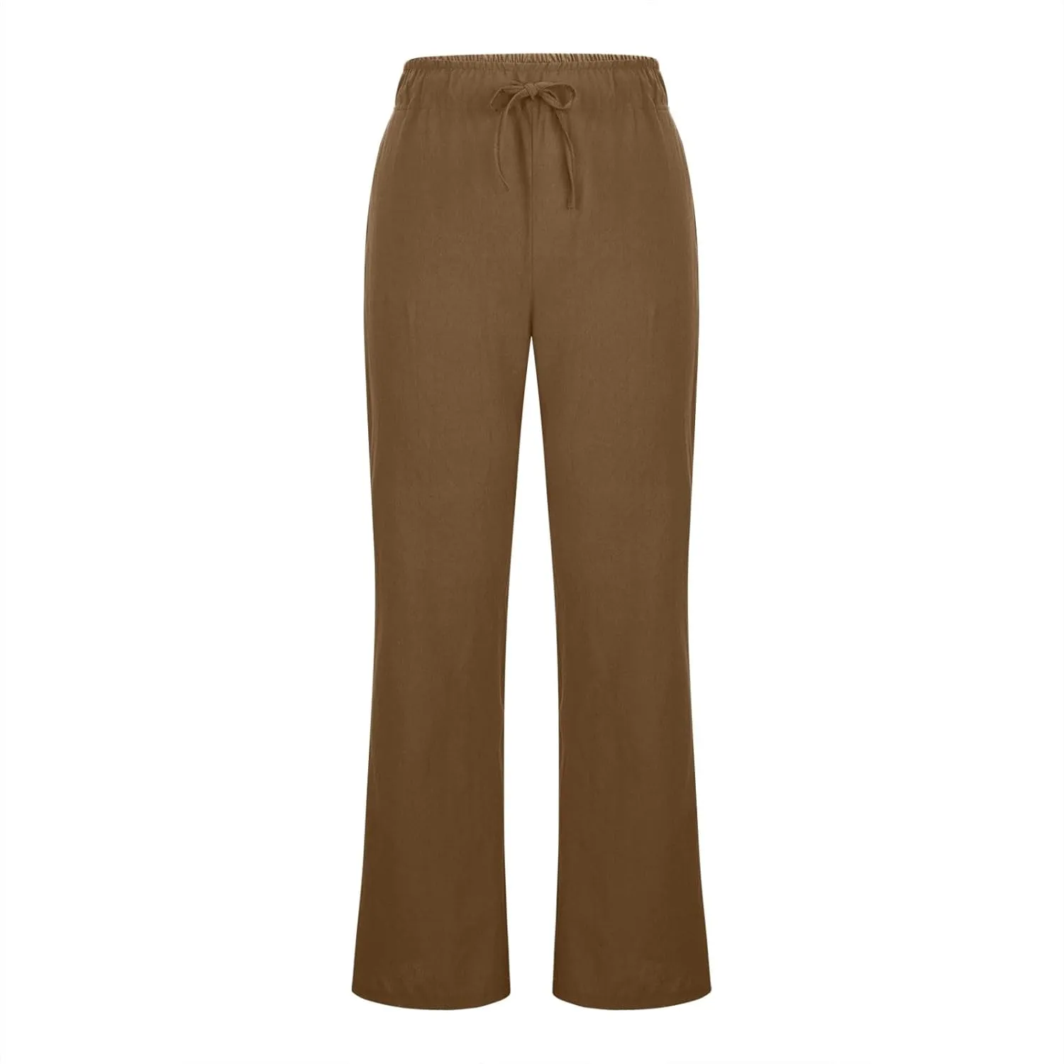 Cotton Linen Pants Women Casaul Drawstring High Waisted Wide Leg Yoga Pants Lightweight Beach Long Trousers Pockets