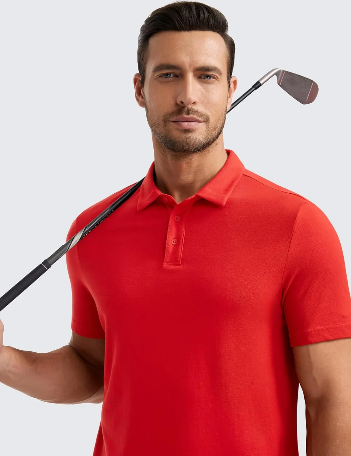 CRZ YOGA Mens Golf Polo Shirts Short Sleeve Moisture Wicking Athletic Shirt Sports Casual Pique T-Shirts