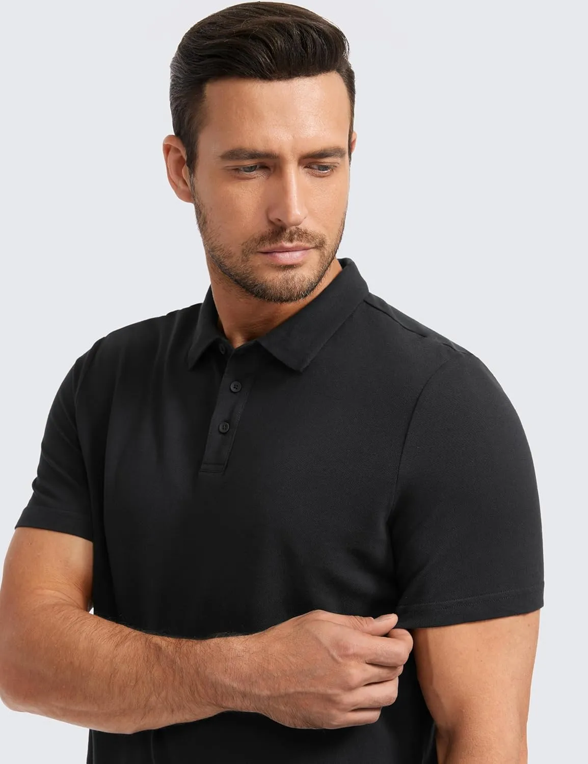 CRZ YOGA Mens Golf Polo Shirts Short Sleeve Moisture Wicking Athletic Shirt Sports Casual Pique T-Shirts