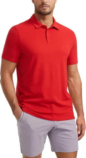 CRZ YOGA Mens Golf Polo Shirts Short Sleeve Moisture Wicking Athletic Shirt Sports Casual Pique T-Shirts