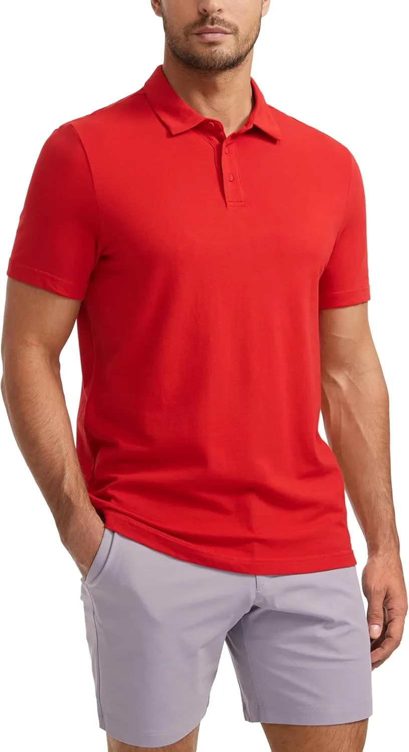 CRZ YOGA Mens Golf Polo Shirts Short Sleeve Moisture Wicking Athletic Shirt Sports Casual Pique T-Shirts