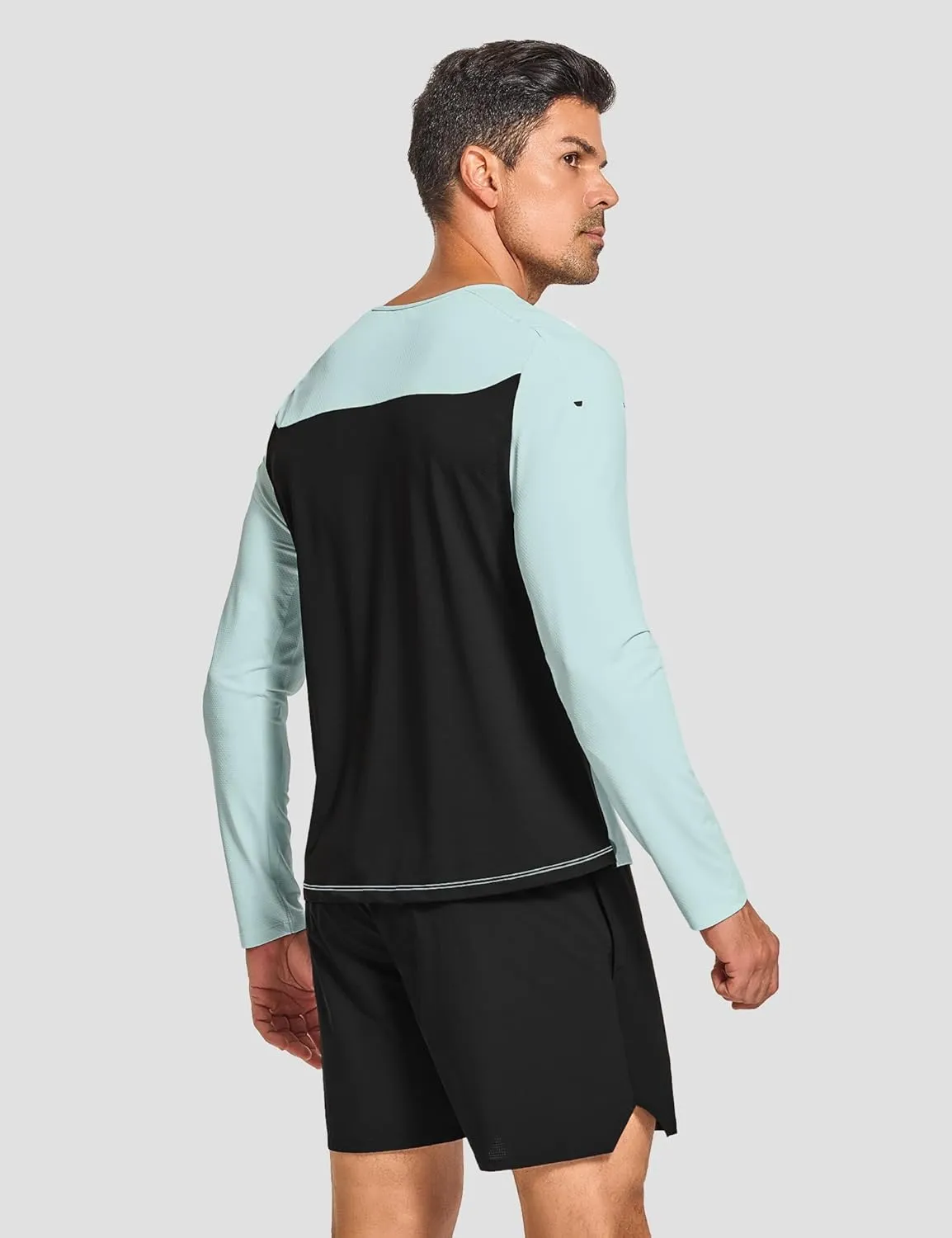DEMOZU Men's Long Sleeve Workout Athletic Shirts Quick Dry Running Hiking Rash Guard Swim Shirts Slim Fit