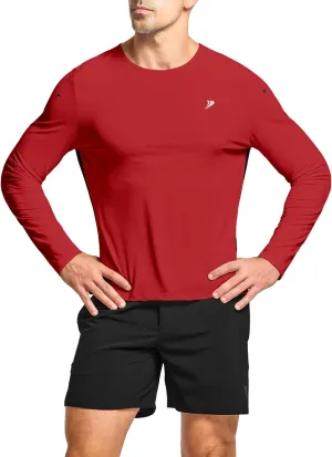 DEMOZU Men's Long Sleeve Workout Athletic Shirts Quick Dry Running Hiking Rash Guard Swim Shirts Slim Fit