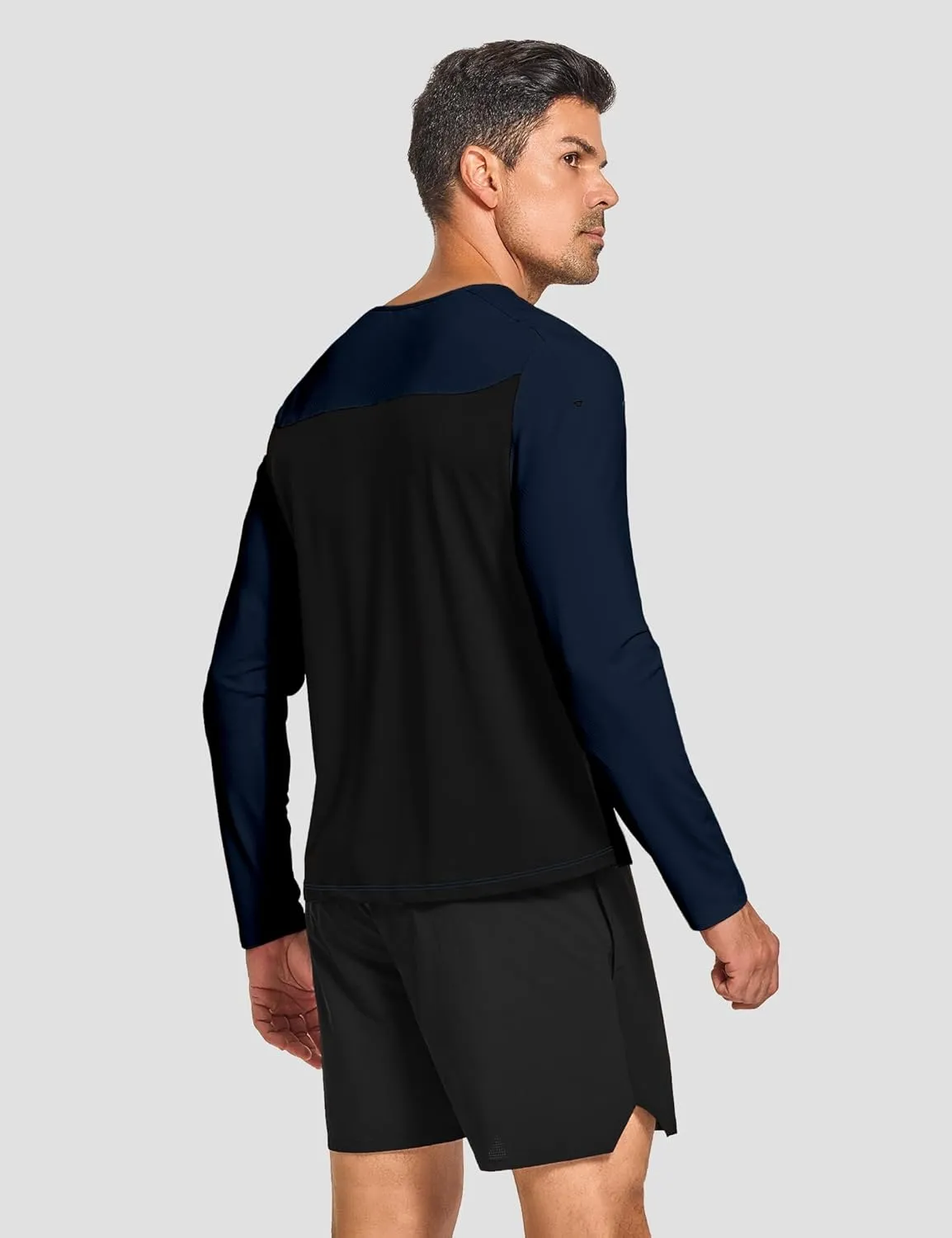 DEMOZU Men's Long Sleeve Workout Athletic Shirts Quick Dry Running Hiking Rash Guard Swim Shirts Slim Fit