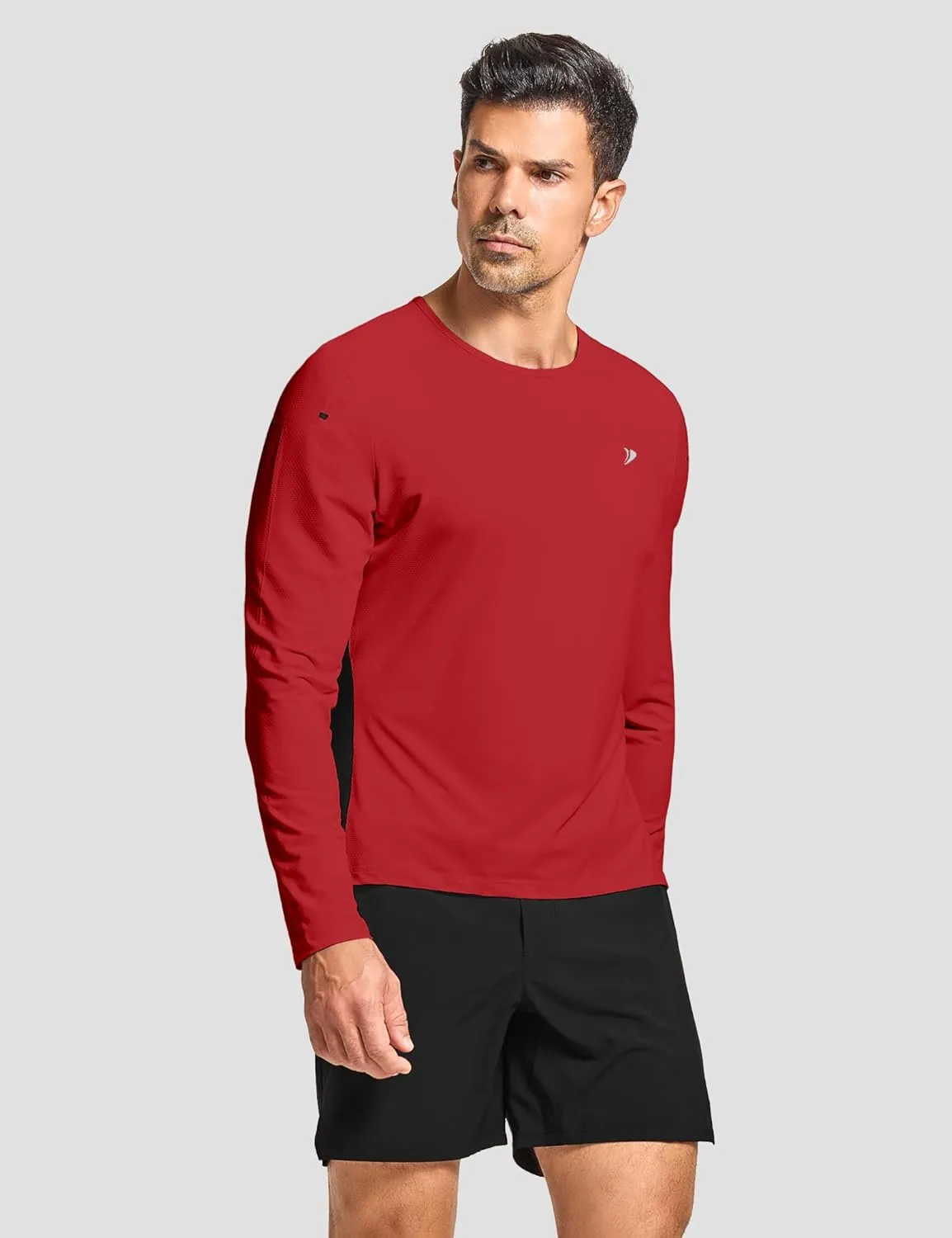 DEMOZU Men's Long Sleeve Workout Athletic Shirts Quick Dry Running Hiking Rash Guard Swim Shirts Slim Fit