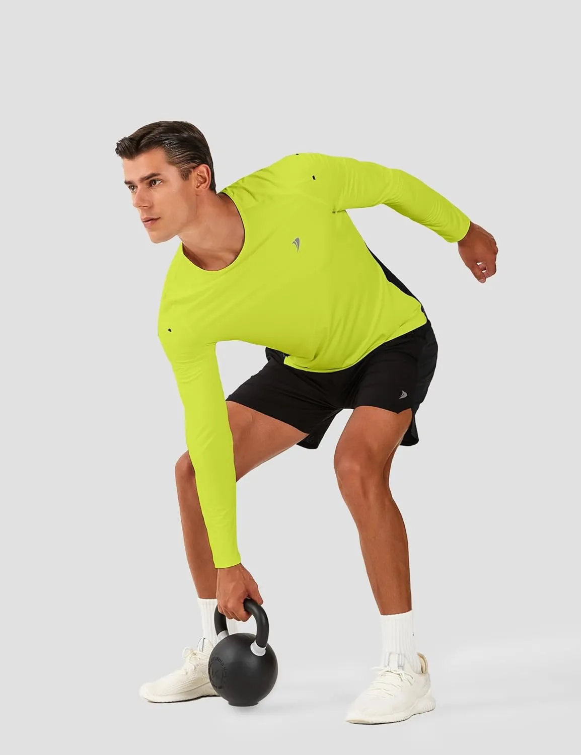 DEMOZU Men's Long Sleeve Workout Athletic Shirts Quick Dry Running Hiking Rash Guard Swim Shirts Slim Fit