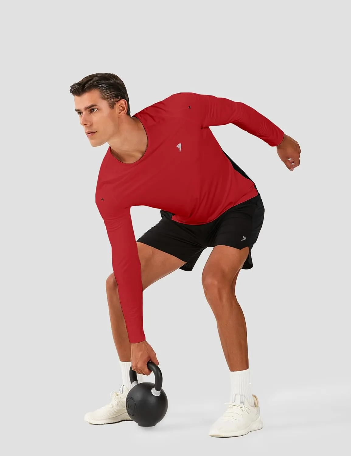 DEMOZU Men's Long Sleeve Workout Athletic Shirts Quick Dry Running Hiking Rash Guard Swim Shirts Slim Fit