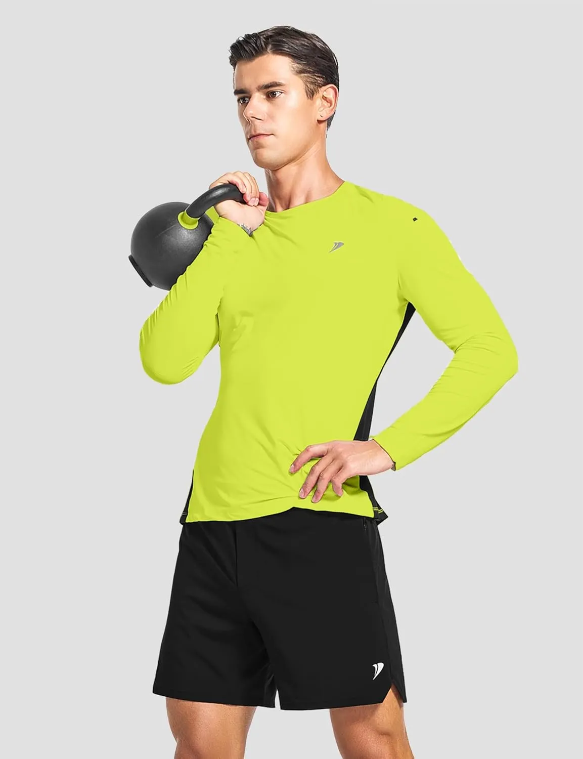 DEMOZU Men's Long Sleeve Workout Athletic Shirts Quick Dry Running Hiking Rash Guard Swim Shirts Slim Fit