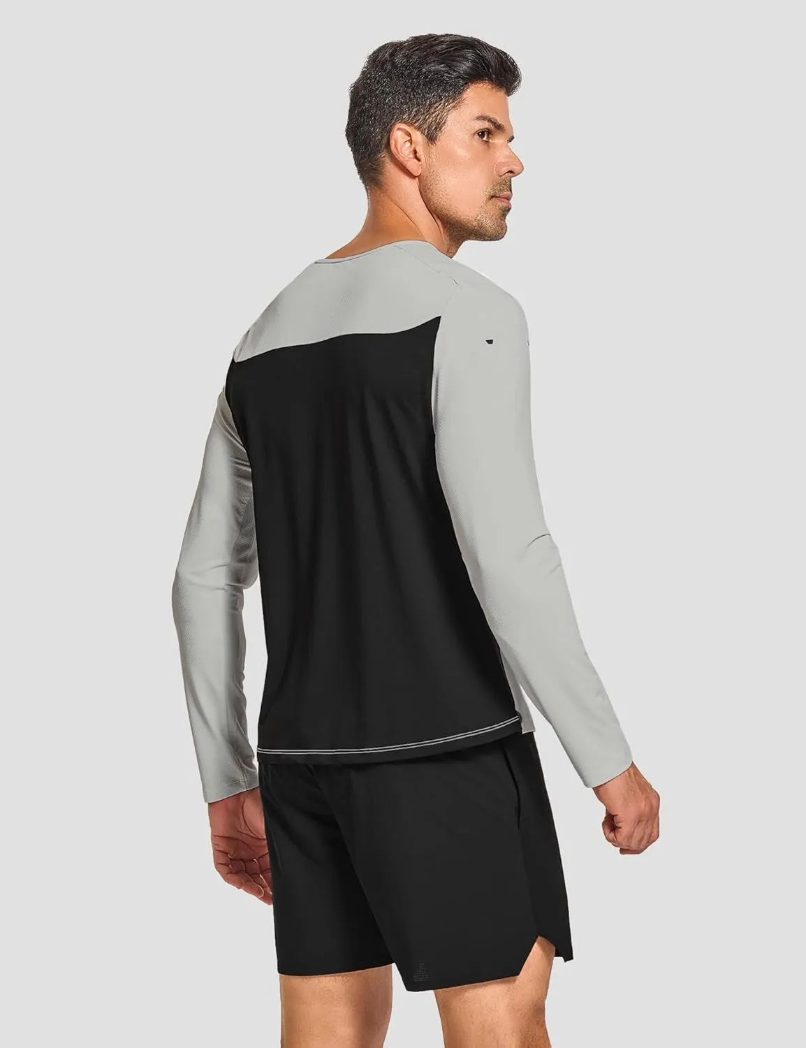 DEMOZU Men's Long Sleeve Workout Athletic Shirts Quick Dry Running Hiking Rash Guard Swim Shirts Slim Fit