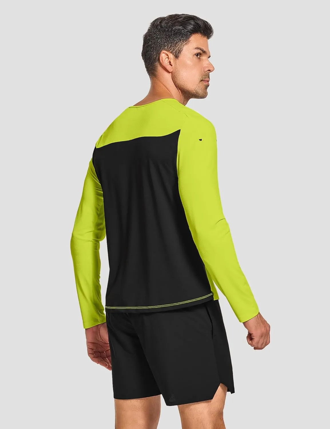 DEMOZU Men's Long Sleeve Workout Athletic Shirts Quick Dry Running Hiking Rash Guard Swim Shirts Slim Fit