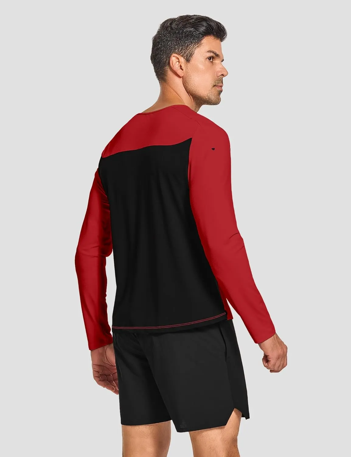 DEMOZU Men's Long Sleeve Workout Athletic Shirts Quick Dry Running Hiking Rash Guard Swim Shirts Slim Fit