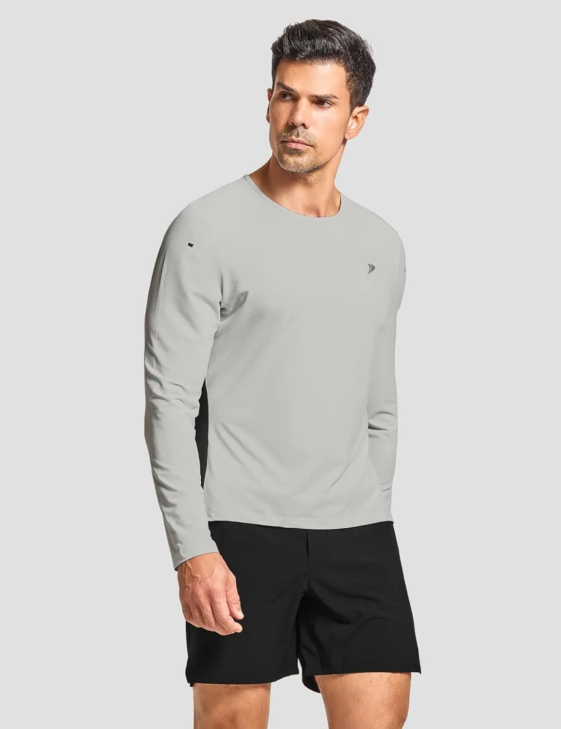DEMOZU Men's Long Sleeve Workout Athletic Shirts Quick Dry Running Hiking Rash Guard Swim Shirts Slim Fit