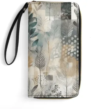 Distressed Pattern Leather Wallet Smooth Zip Around Clutch Wristlet Travel Long Soft Purse for Women