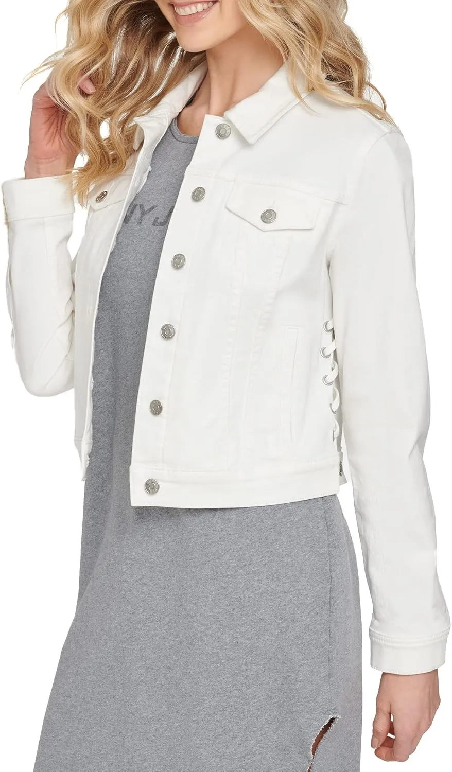 DKNY Women's Cropped Light Demin Jacket