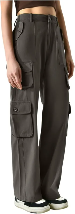 Dressy Cargo Pants for Women Trendy Straight Wide Leg Trousers High Waist Comfort Workwear Pants Fall Casual Pants