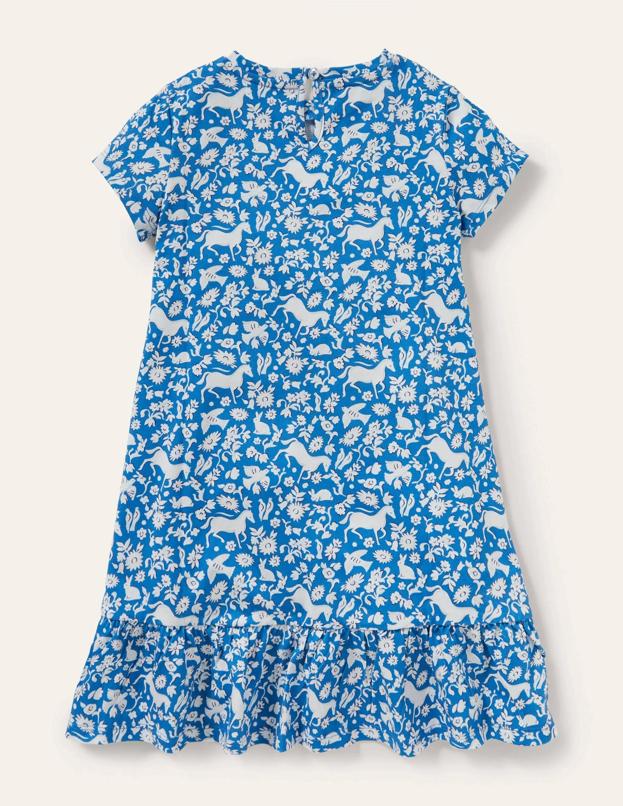Drop Hem Jersey Dress-Elizabethan Blue Wild Ponies