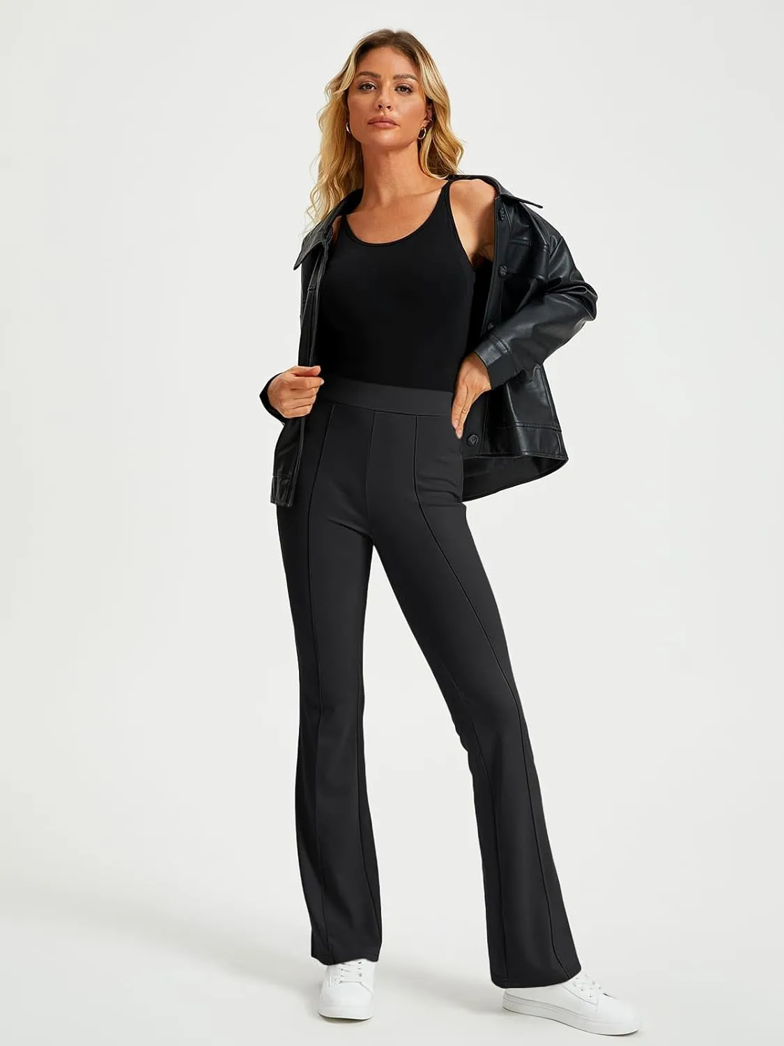 EFAN Womens Work Business Casual Flare Leggings Pants Comfort Office High Waisted Slacks Suits with Pockets 2025