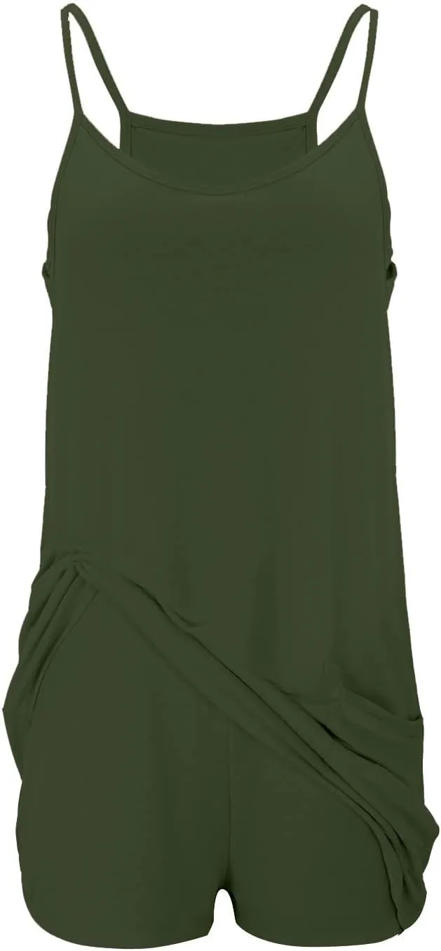 FZVYD Womens Summer Dresses Sleeveless Mini Dress U Neck Spaghetti Strap Sundress Athletic Basic Short Dress with Pockets