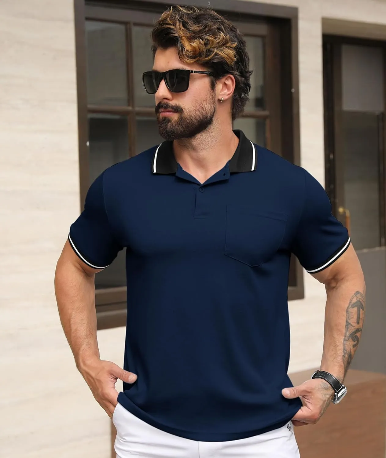 GEEK LIGHTING 3 Pack Mens Polo Shirts Short Sleeve Athletic Polo for Men Casual Moisture Wicking T-Shirts with Pocket