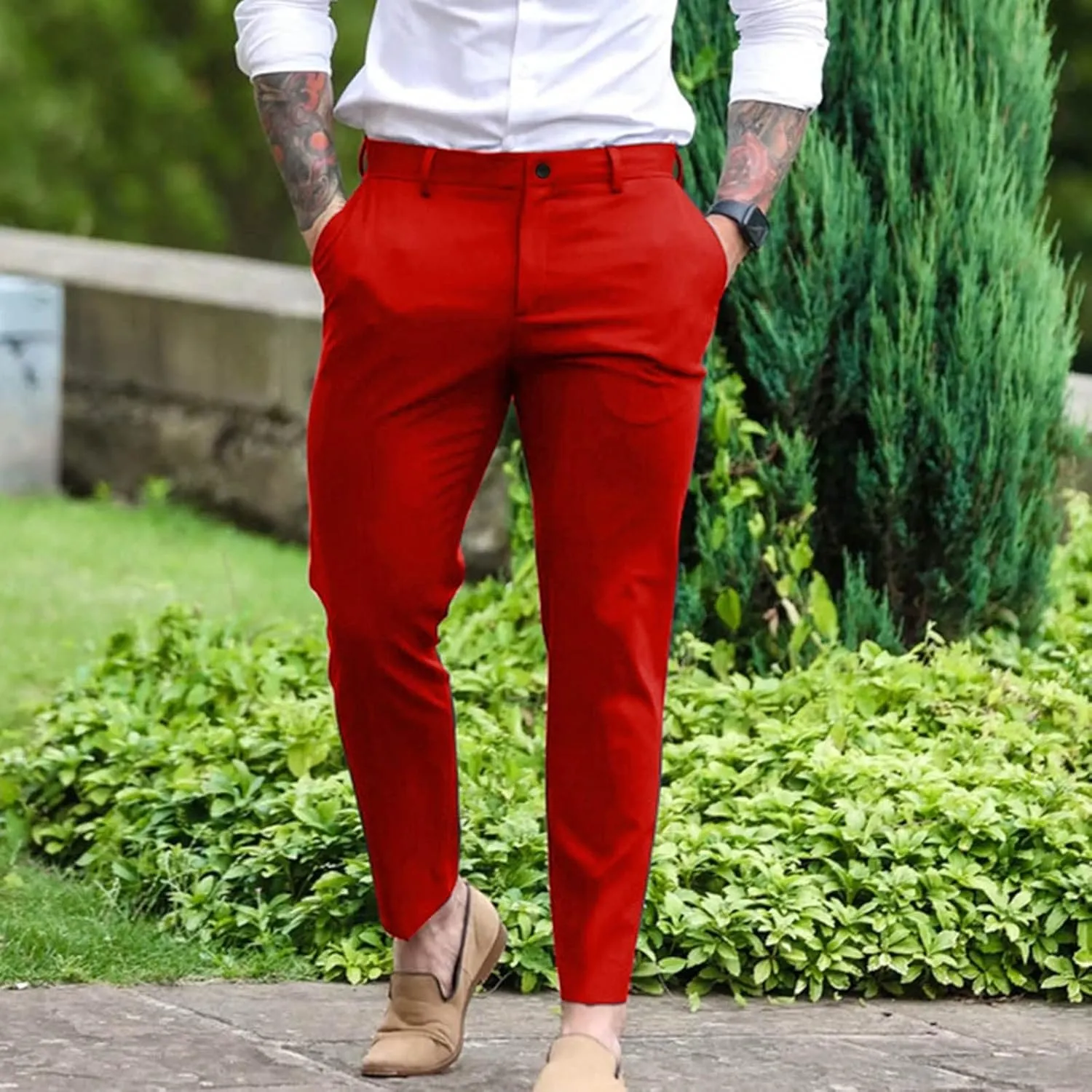 GOKKILRW Mens Golf Pants Slim Fit Stretch Work Business Dress Pants Quick Dry Lightweight Casual Comfort Flat Front Chinos