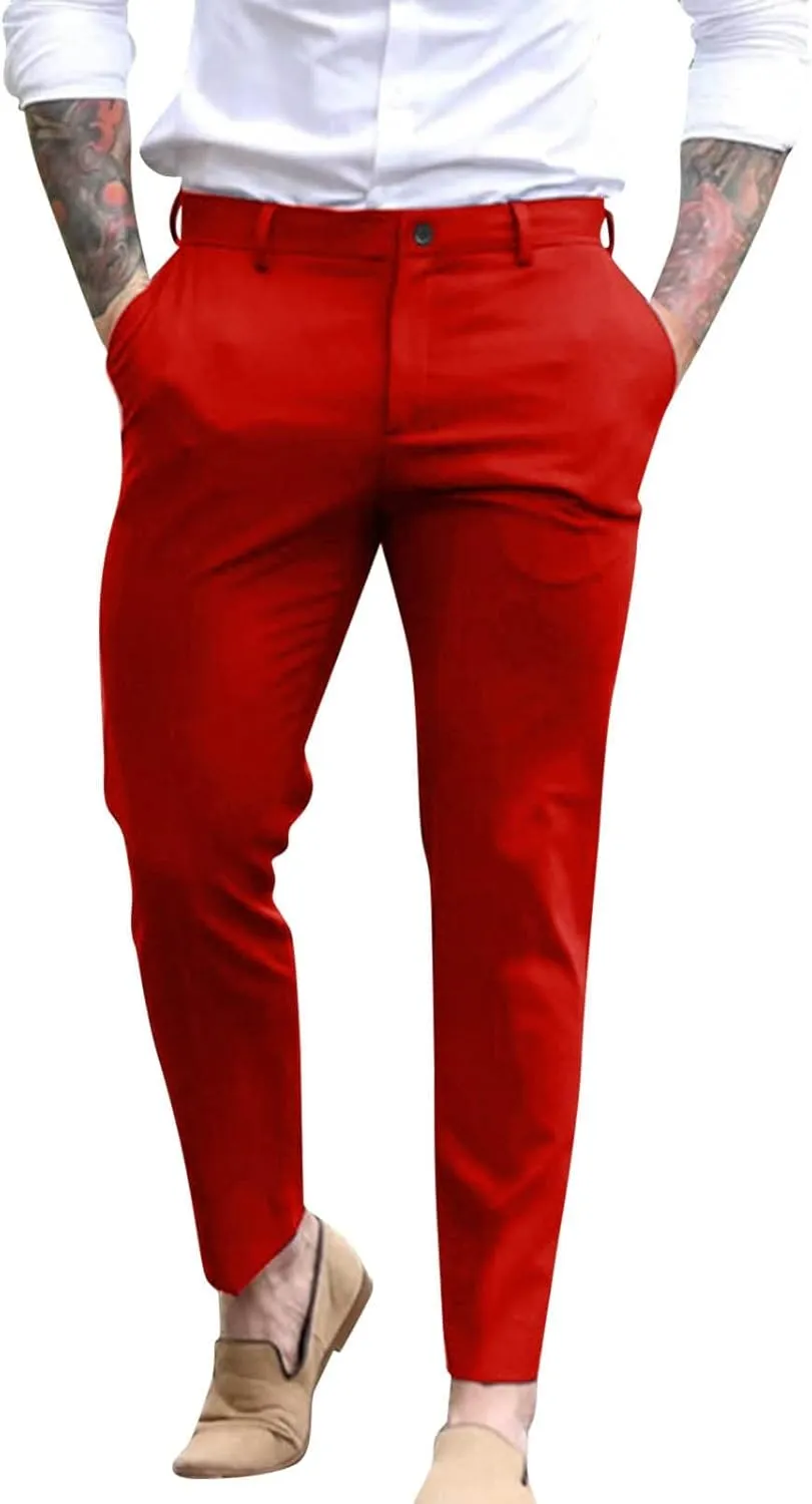 GOKKILRW Mens Golf Pants Slim Fit Stretch Work Business Dress Pants Quick Dry Lightweight Casual Comfort Flat Front Chinos