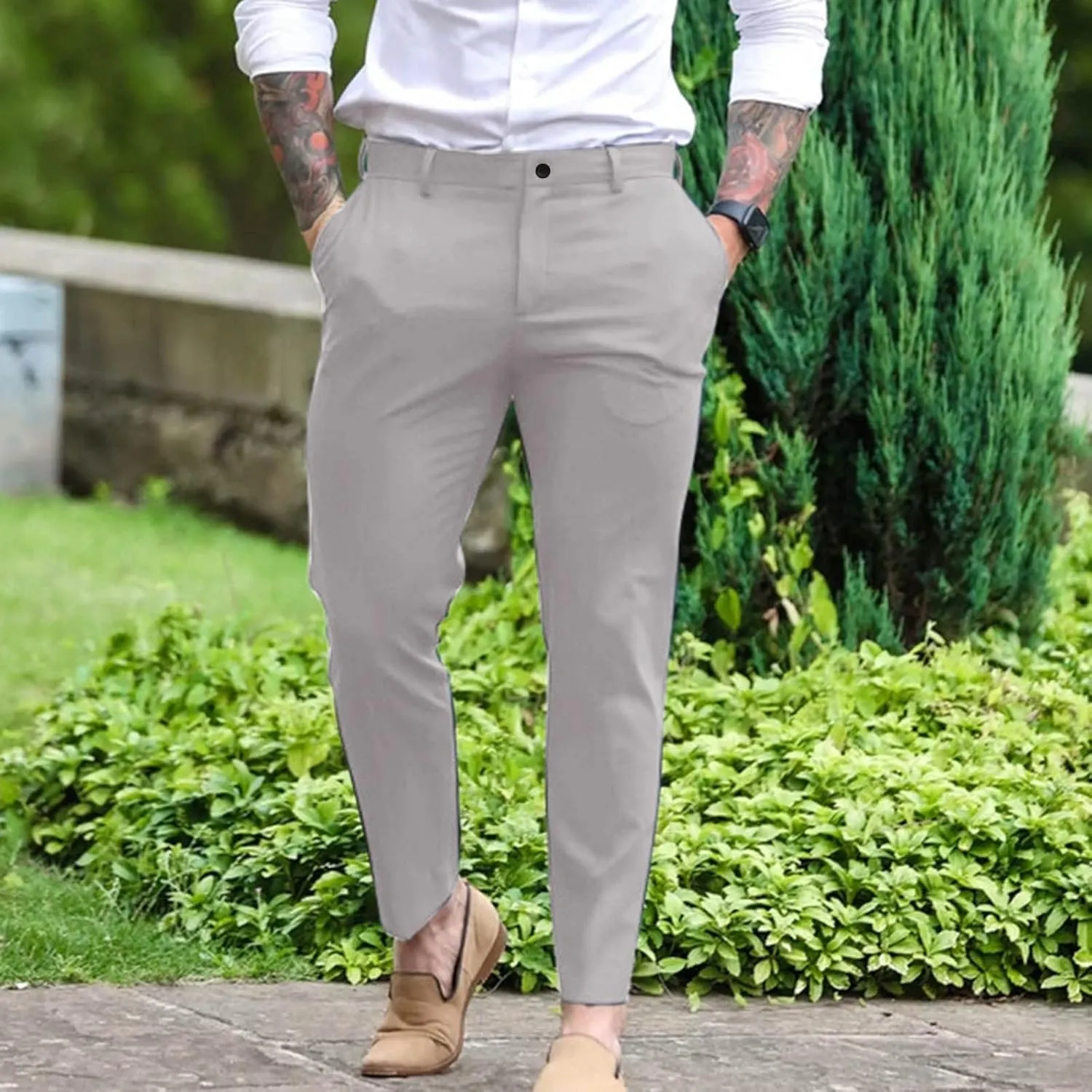 GOKKILRW Mens Golf Pants Slim Fit Stretch Work Business Dress Pants Quick Dry Lightweight Casual Comfort Flat Front Chinos