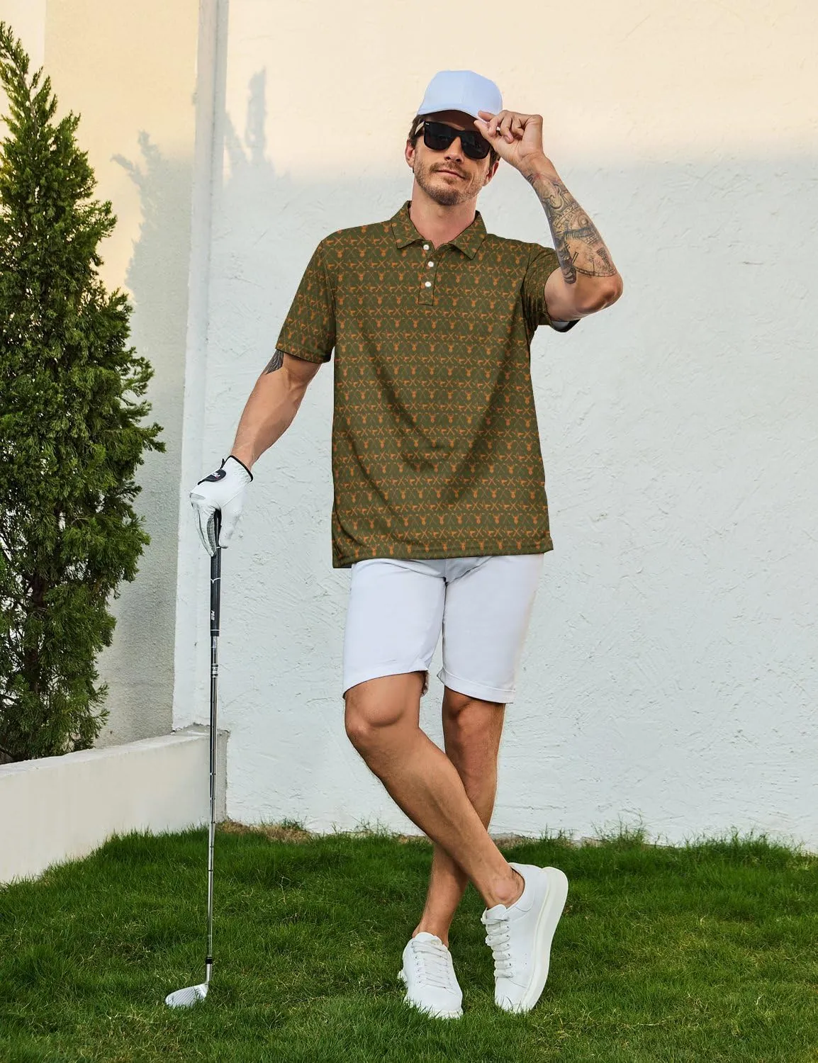 Golf Shirts for Men Funny Golf Polo Shirts Short Sleeve Polo Shirts Moisture Wicking Performance Golf Outfits